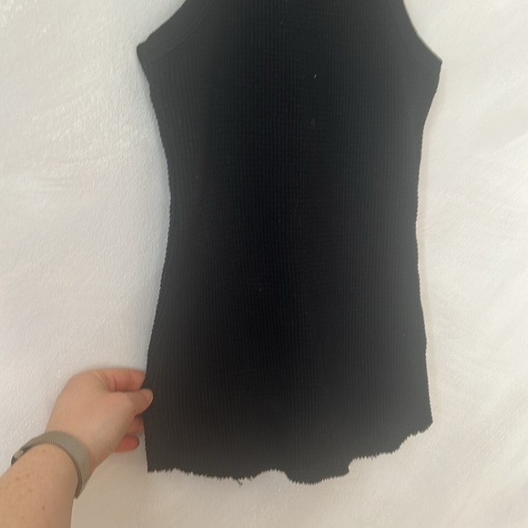 John Elliott racerback tank top sz 0 XS waffle knit raw hem made in USA black - Picture 3 of 8